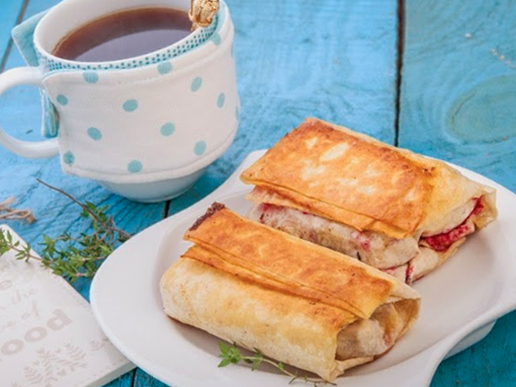 CHERRY AND CHEESE IN PITA BREAD