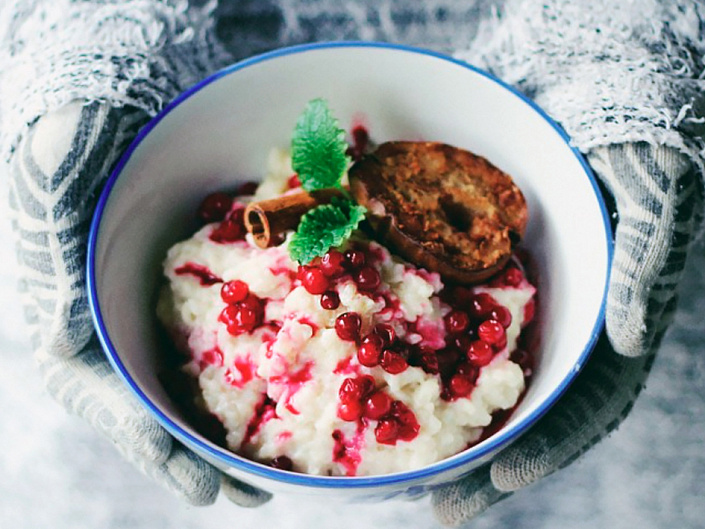 SWEDISH RICE PORRIDGE WITH BAKED PEARS