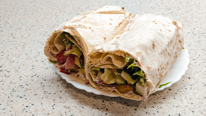 VEGETARIAN SHAWARMA WITH CHICKPEA PATTY